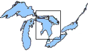 Lake Huron index map - Lake Huron is located north of Lake Erie