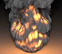 A still photo of fire, one of Fedkiw's simulations.