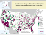Percent Change in Metropolitan and Micropolitan Statistical Area Population: April 1, 2000 to July 1, 2006
