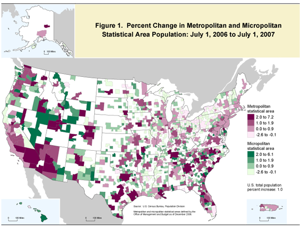 Percent Change in Metropolitan and Micropolitan Statistical Area Population: July 1, 2006 to July 1, 2007