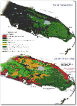 Map showing the comparison between south Florida in 1900 and today