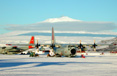 Ski-equipped C-130 airplane