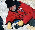 William Hammer works on a find near the Beardmore Glacier.
