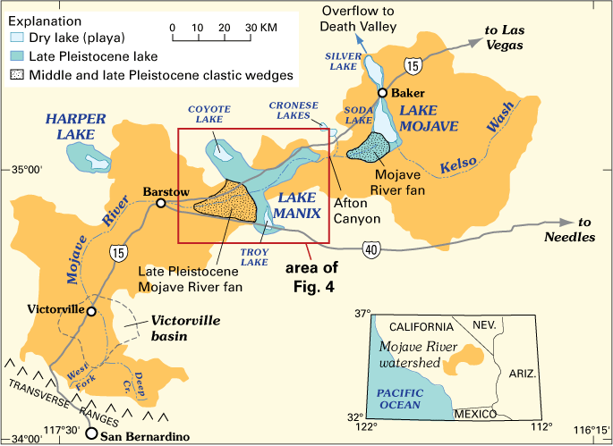 map of southwestern United States showing Mojave River watershed