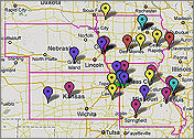 Map of region 7 showing locations of news releases