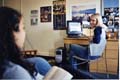 Two college students in dorm room