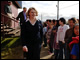 Secretary Spellings greets students at Ayaprun Elitnaurvik School in Bethel, Alaska.