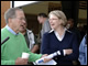 Secretary Spellings, Senator Ted Stevens, and Senator Lisa Murkowski review progress being made at Yuut Elitnaurviat School in Bethel, Alaska.