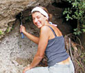 Photo shows Lucia Gurioli at the Oplontis archaeological site on Vesuvius.