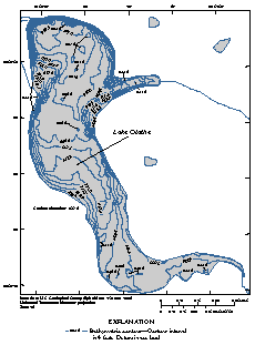 Contour map of Lake Olathe</A> from a July 2000 
        bathymetric survey of the lake.