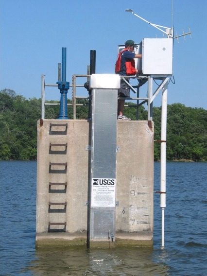 Automated vertical profiling water-quality monitoring station at Lake Olathe.