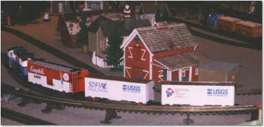 photo of model train with SOFIA logo