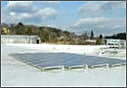 Photo of solar panels on a Shaw's Supermarket in Burlington, Mass.