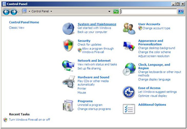 Windows Vista Control Panel screenshot