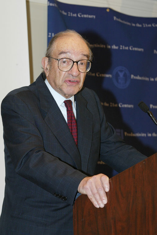 Alan Greenspan speaking at a conference on productivity