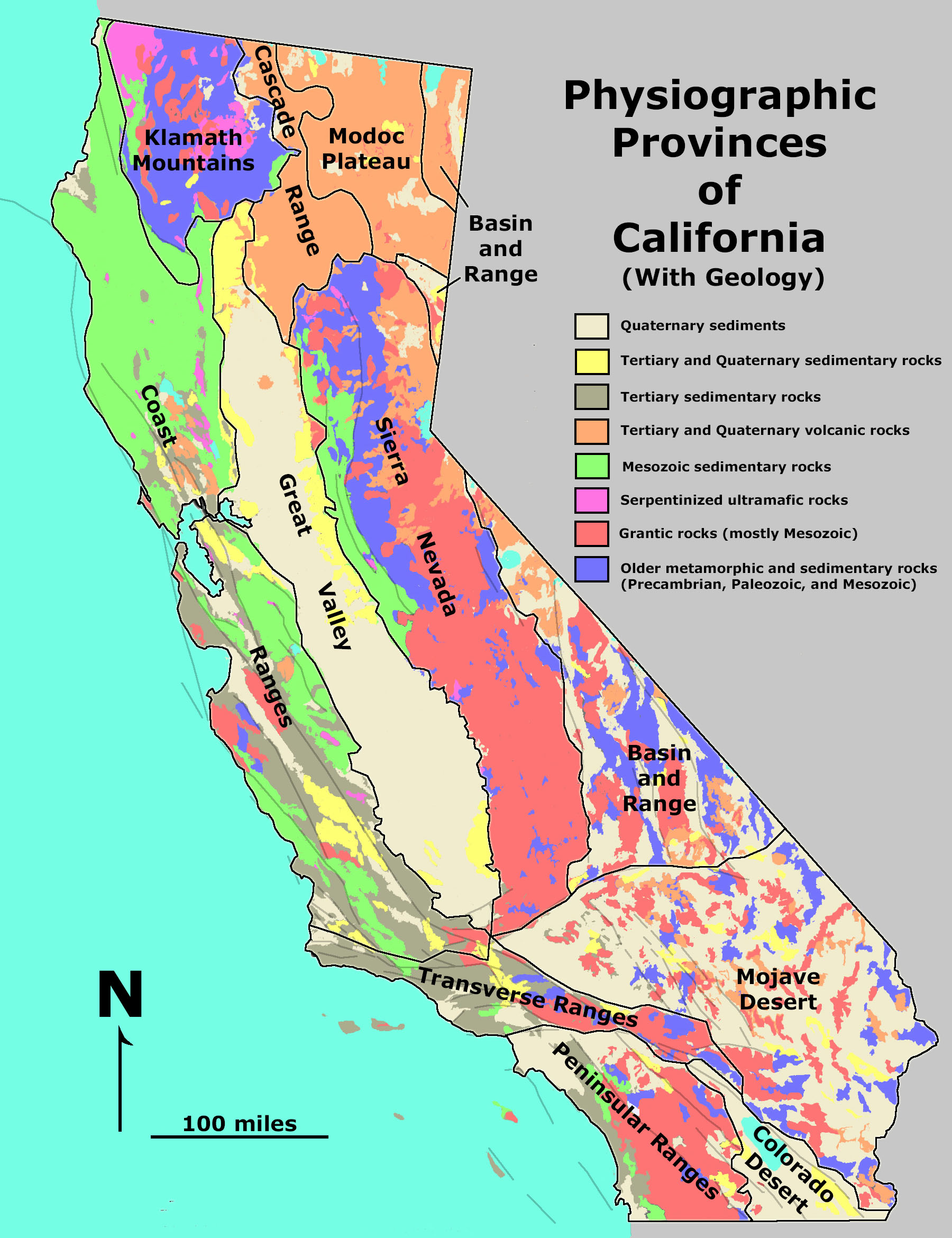 Physiographic Provinces Map of California