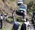 The team is preparing the "road" on the way to the Kibish field site.