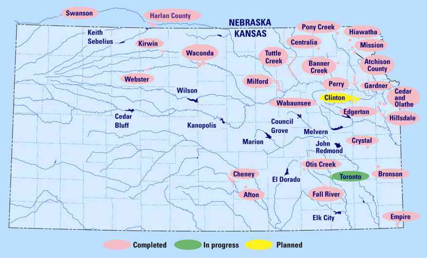 Figure 3. USGS reservoir
sediment studies in Kansas 