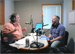 EPA Region 7 Administrator John Askew (right) was interviewed by Scott Zaremba at KLWN-AM Radio in Lawrence, Kansas, in August 2008.