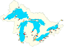 inset map of Great Lakes Areas of Concern