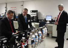 From left to right, Justin McElhattan, Congressman Murhpy and Assistant Secretary Sutton during a tour of Industrial Scientific in Oakdale, Pennsylvania.