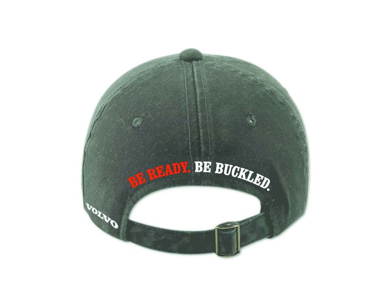 Back of Hat: BE READY. BE BUCKLED.