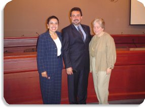 Sonia Caban, Keynote Speaker; Fernando Betancourt, Exec. Dir. of the CT Latino and Puerto Rican Affairs Commission; and Leslie Brett, Executive Director of the CT Permanent Commission on the Status of Women speaking before the meeting.