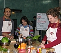 Students at the Petra workshop prepare a traditional Jordanian dinner.