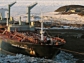 The tanker Lawrence H. Gianella sits alongside the ice pier at McMurdo Station in Antarctica.