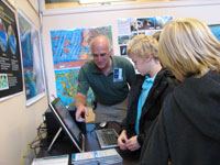 Mike Holmes shows students how real-time data are easily accessed on the USGS Web page.