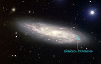 Photo of galaxy NGC 2770 showing location of star