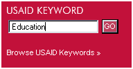 Image of the USAID Keyword box, with sample input.