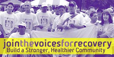 Join the Voices for Recovery, Build a stronger, Healthier Community. Photo: community rally
