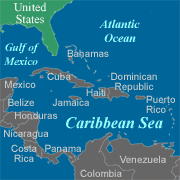 map of Caribbean