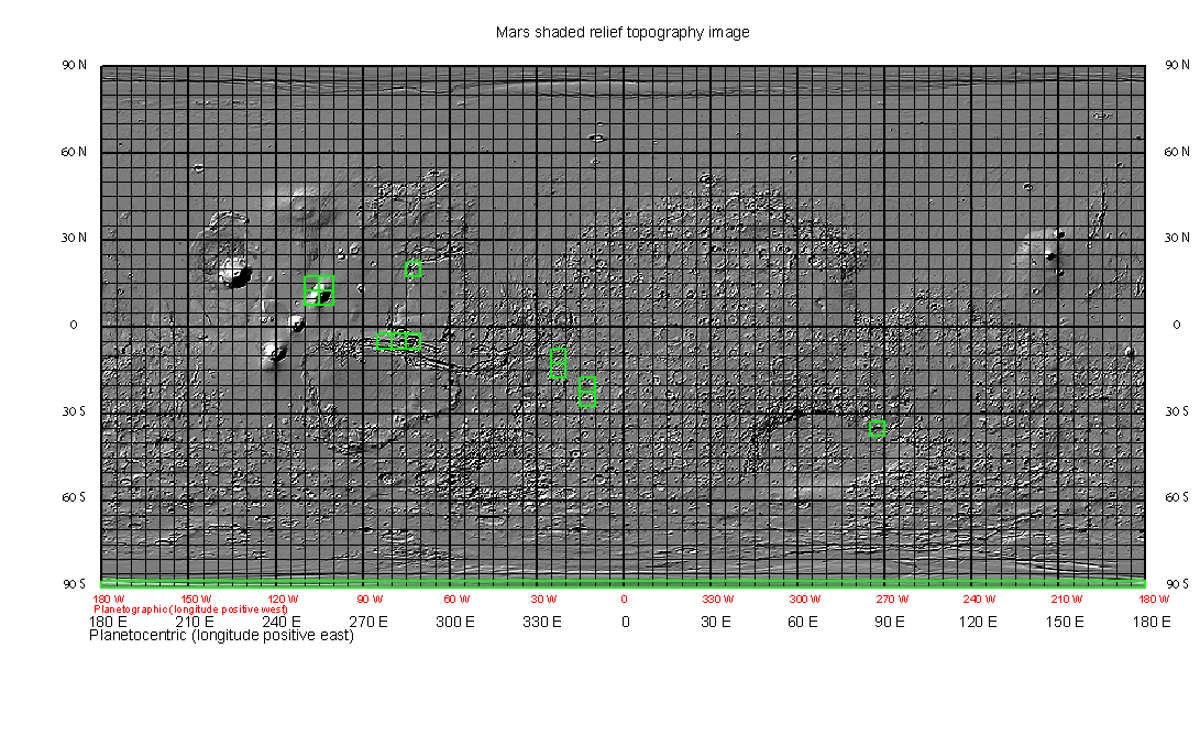 Image map where Topics are located on Mars