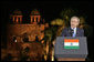 President George W. Bush offers remarks Friday, March 3, 2006, at Purana Qila in New Delhi. The President told the audience, "In a few days, I'll return to America, and I will never forget my time here in India. America is proud to call your democracy a friend."  White House photo by Paul Morse