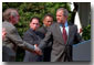 President George W. Bush shakes hands with his nominee for Director of National Drug Policy Thursday morning, May 10, at the White House. WHITE HOUSE PHOTO BY PAUL MORSE