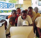 Senegalese youth connect to the
internet at a cybercafe.