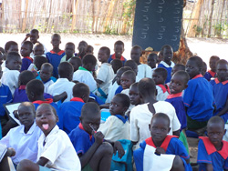Children learn to read at Rejaf Primary School in Juba, Southern Sudan.