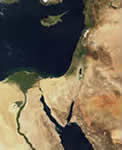 Photo of some Middle Eastern countries and the west Mediterranean Sea as seen from space