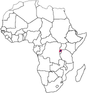 Map of Africa highlighting Rwanda location.