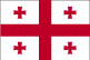 Flag of Georgia is red cross on white background, with smaller red cross in each of four quadrants.