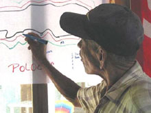 Photo of a Guatemalan Parks Service employee identifying protected areas for biodiversity conservation. Source: International Resources Group