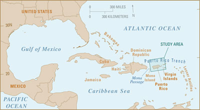 Caribbean region, showing approximate location of study area