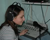 High School student Cristina Strechi, 16, prepares a radio segment