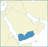 Map of Yemen and surrounding region.