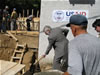 Dr. Michael Farbman, USAID/Kosovo Director helps to lay the foundation for a new annex to the Public Library in north Mitrovica