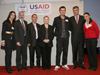 Participants of the 'Youth Securing the Future' study tour to the United States (from left: Dardane Ceku; Dr. Michael Farbman, USAID Mission Director; Adnan Hasi, CRS, Tina Kaidanow, U.S. Office Pristina Chief of Mission; Alban Mehmeti; Hashim Thaci, Prime Minister of Kosovo; and, Rabije Korenica)