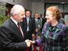 Kosovo President Fatmir Sejdiu welcomes USAID Administrator and Director of Foreign Assistance Henrietta Fore in May 2008. During her visit, Fore pledged continuing U.S. assistance to support Kosovo’s democratic and economic and democratic development.