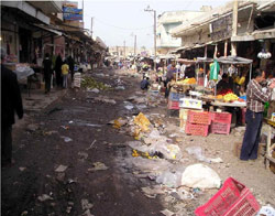 Photo of the outdoor market in Kirkuk before renovation.